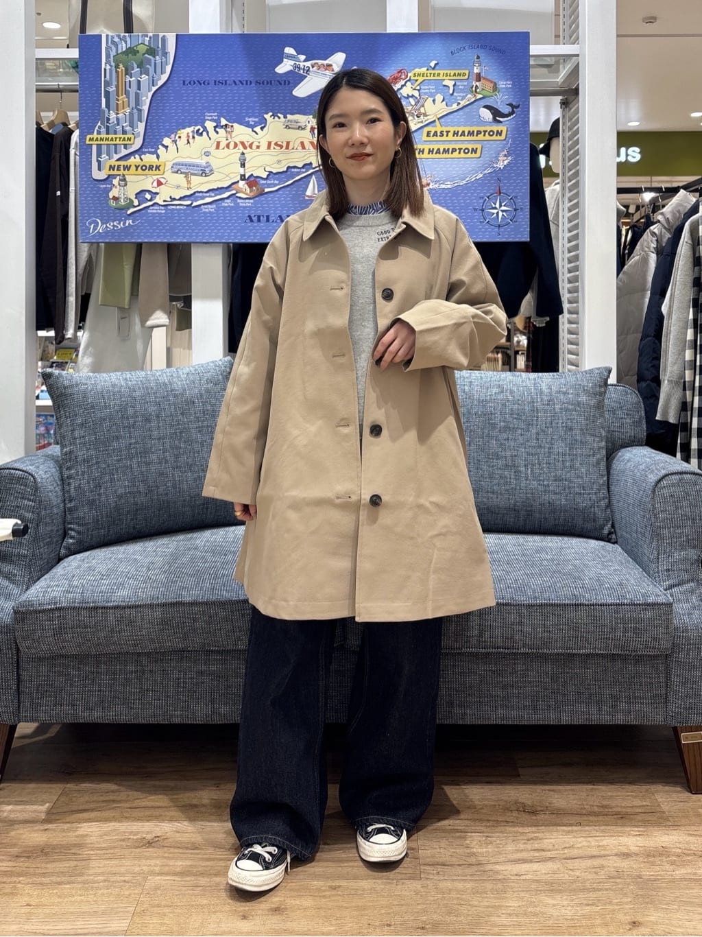 risaさんの「Dessin｜【花粉ガード/撥水加工/洗える】ステンカラースプリングコート」を使ったコーディネート
