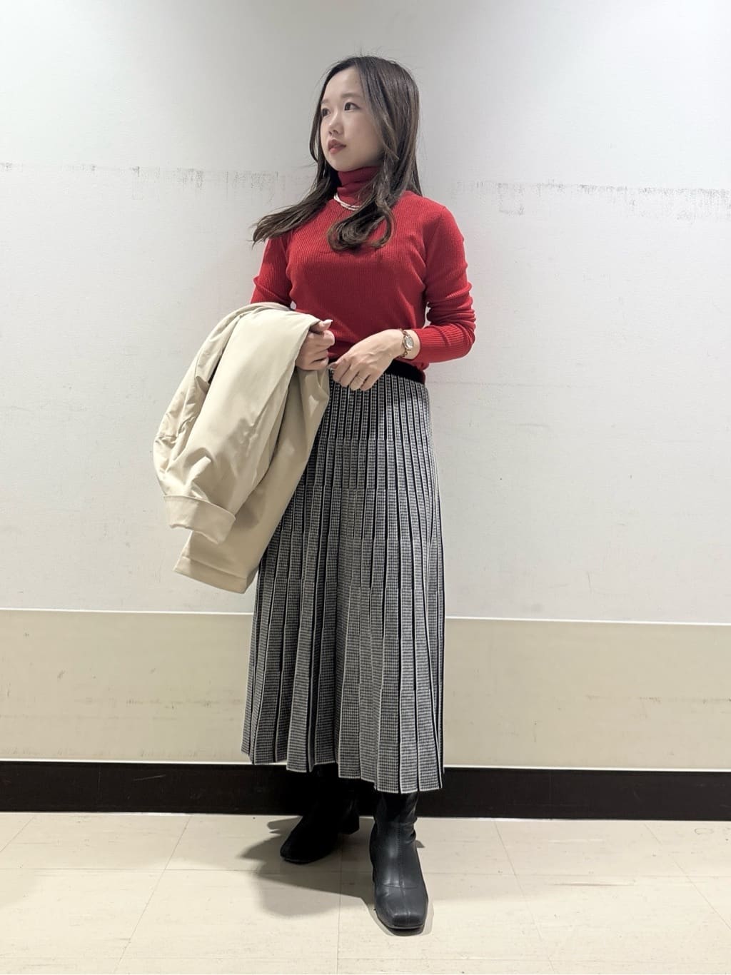 kahoさんの「INDIVI｜【超軽量／蓄熱】ライトパフチェスターコート」を使ったコーディネート