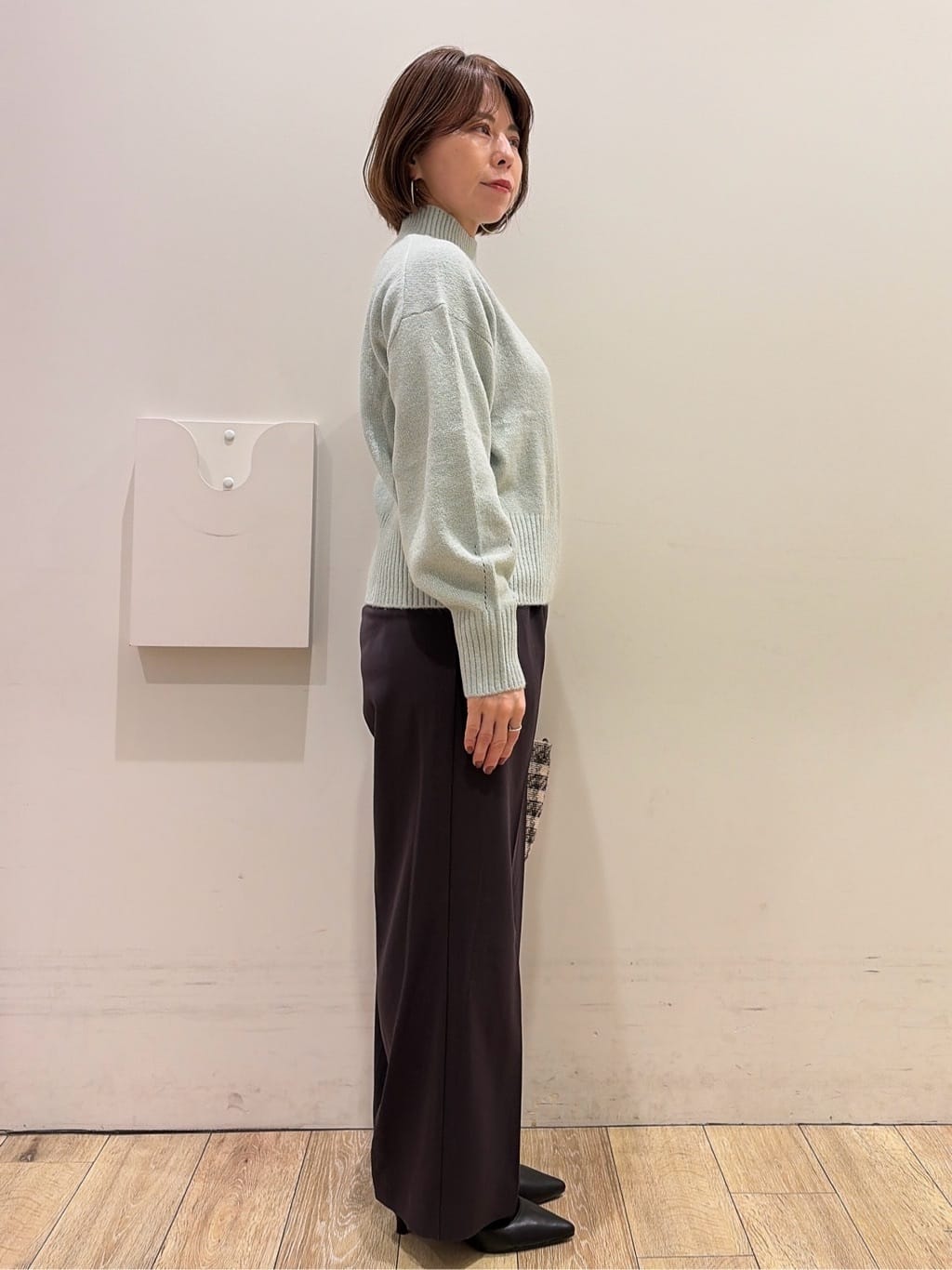 YUKOさんの「index｜裏起毛ストレッチワイドパンツ【洗濯機OK／イージーアイロン】」を使ったコーディネート