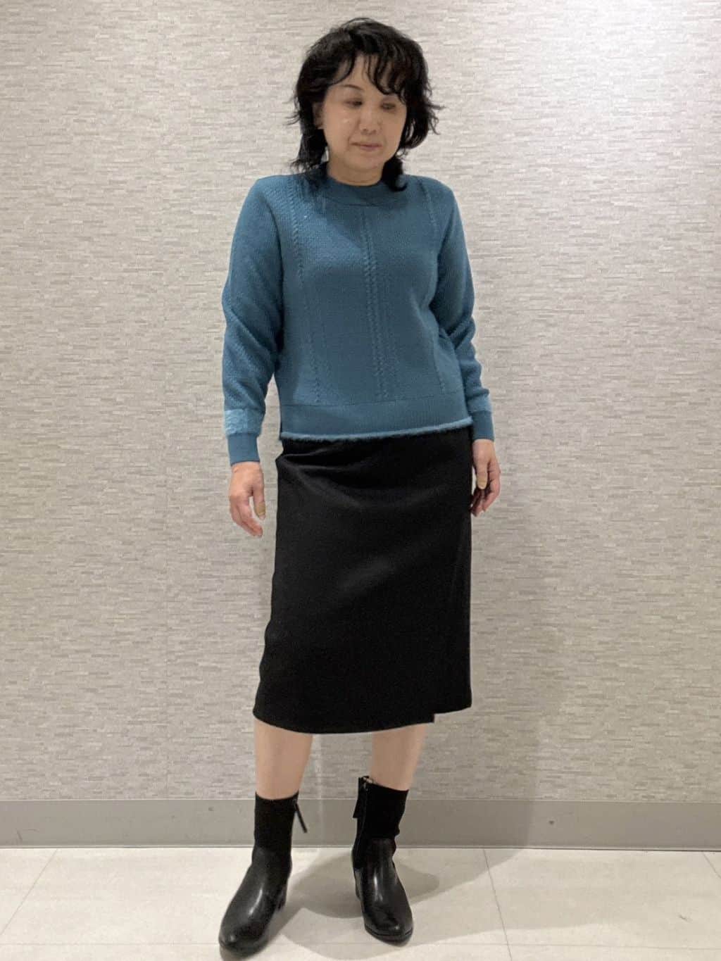 KOJIMAさんの「Reflect｜【ほんのりラメ感◎】ケーブル柄ニット」を使ったコーディネート