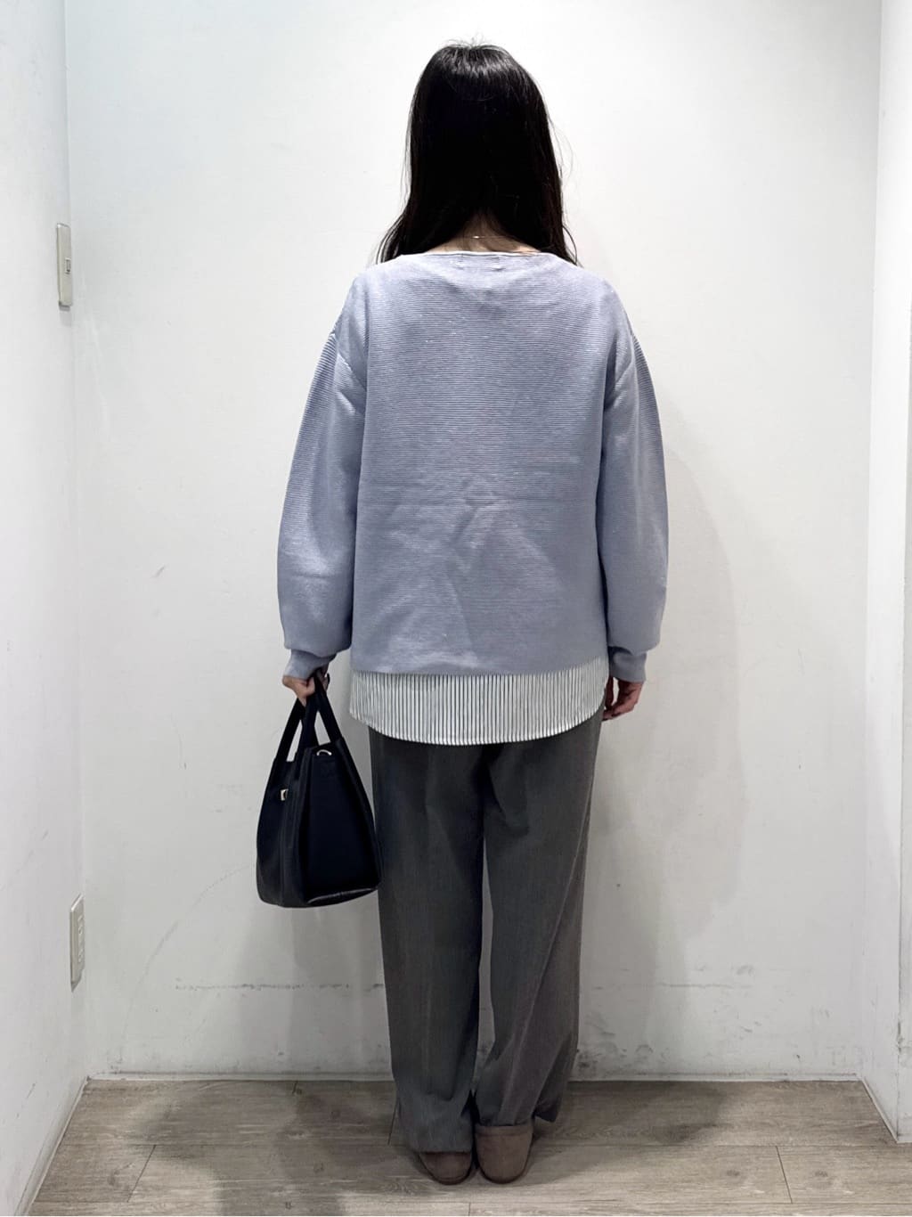 yuicciさんの「OPAQUE.CLIP｜ラメガーターボートネックニット【洗濯機OK】」を使ったコーディネート