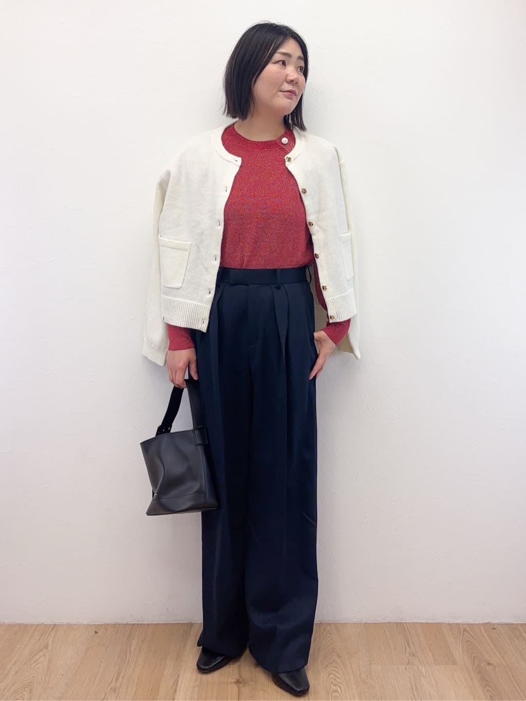 Takeさんの「OPAQUE.CLIP｜ボタンデザインラメニット【洗濯機OK】」を使ったコーディネート