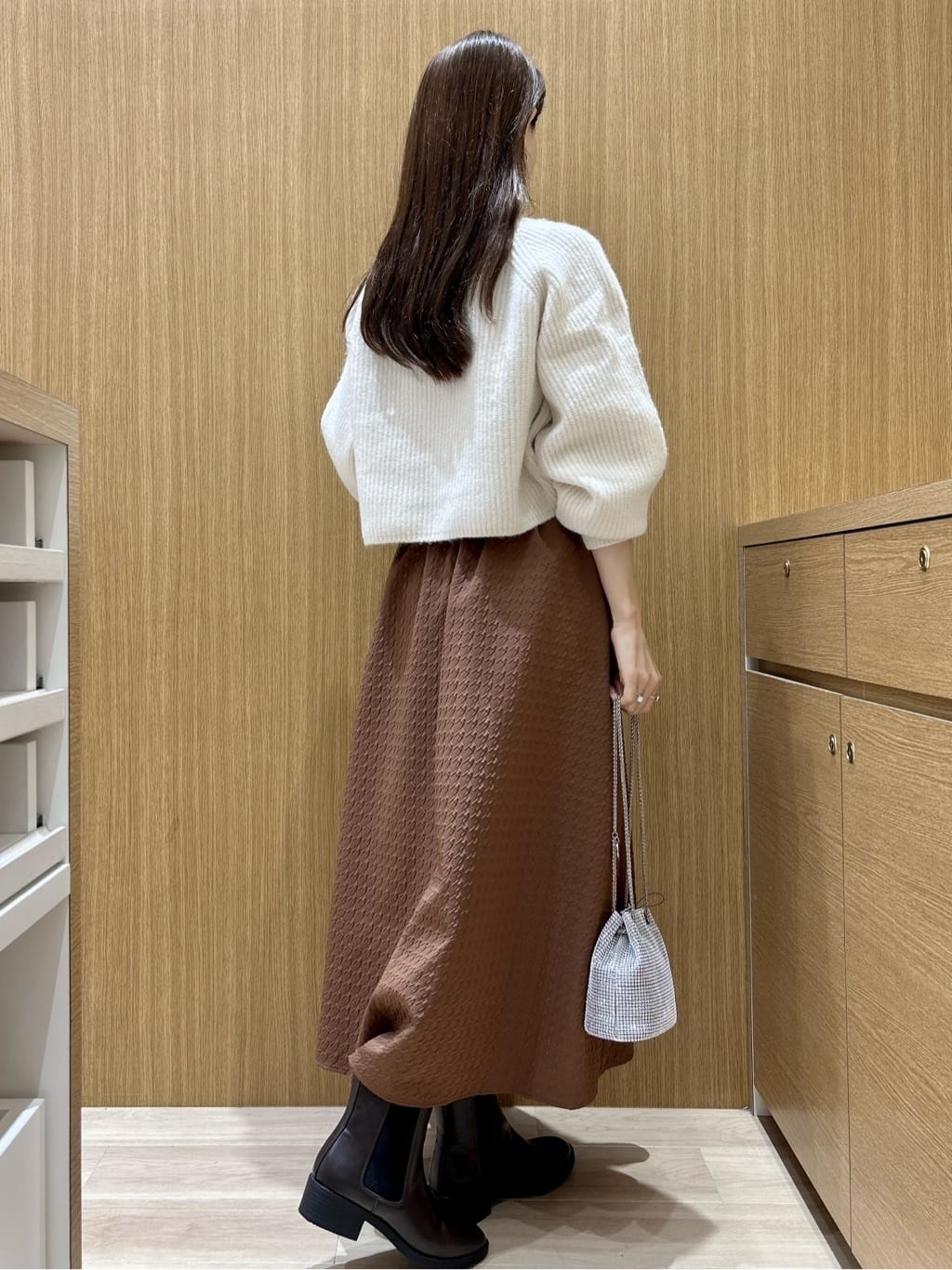 maiさんの「OPAQUE.CLIP｜MIXミドルゲージショートあぜニット【洗濯機OK】」を使ったコーディネート