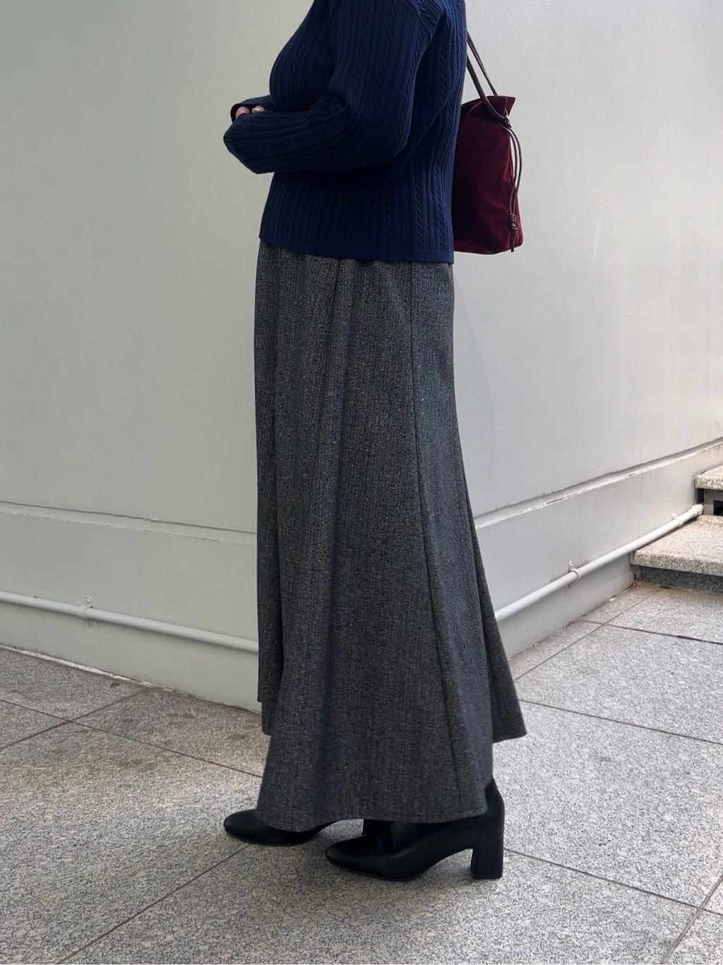 ちびゆきさんの「grove｜【毛玉軽減／洗える】クロップドミニケーブルニット」を使ったコーディネート