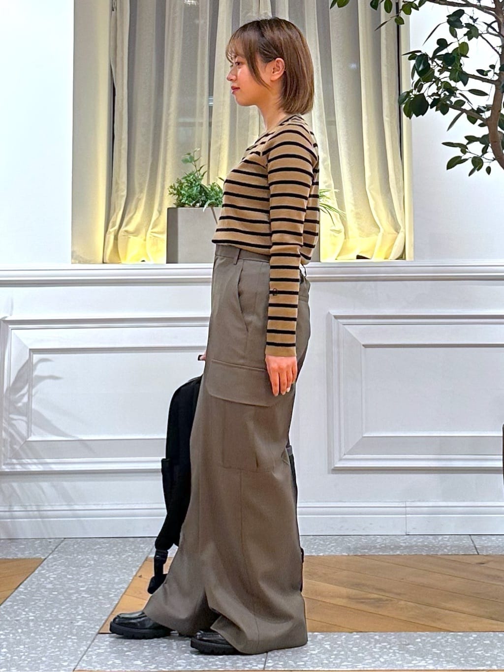 なべこさんの「DRESSTERIOR｜◆ストレッチフルニードルボーダーニット」を使ったコーディネート