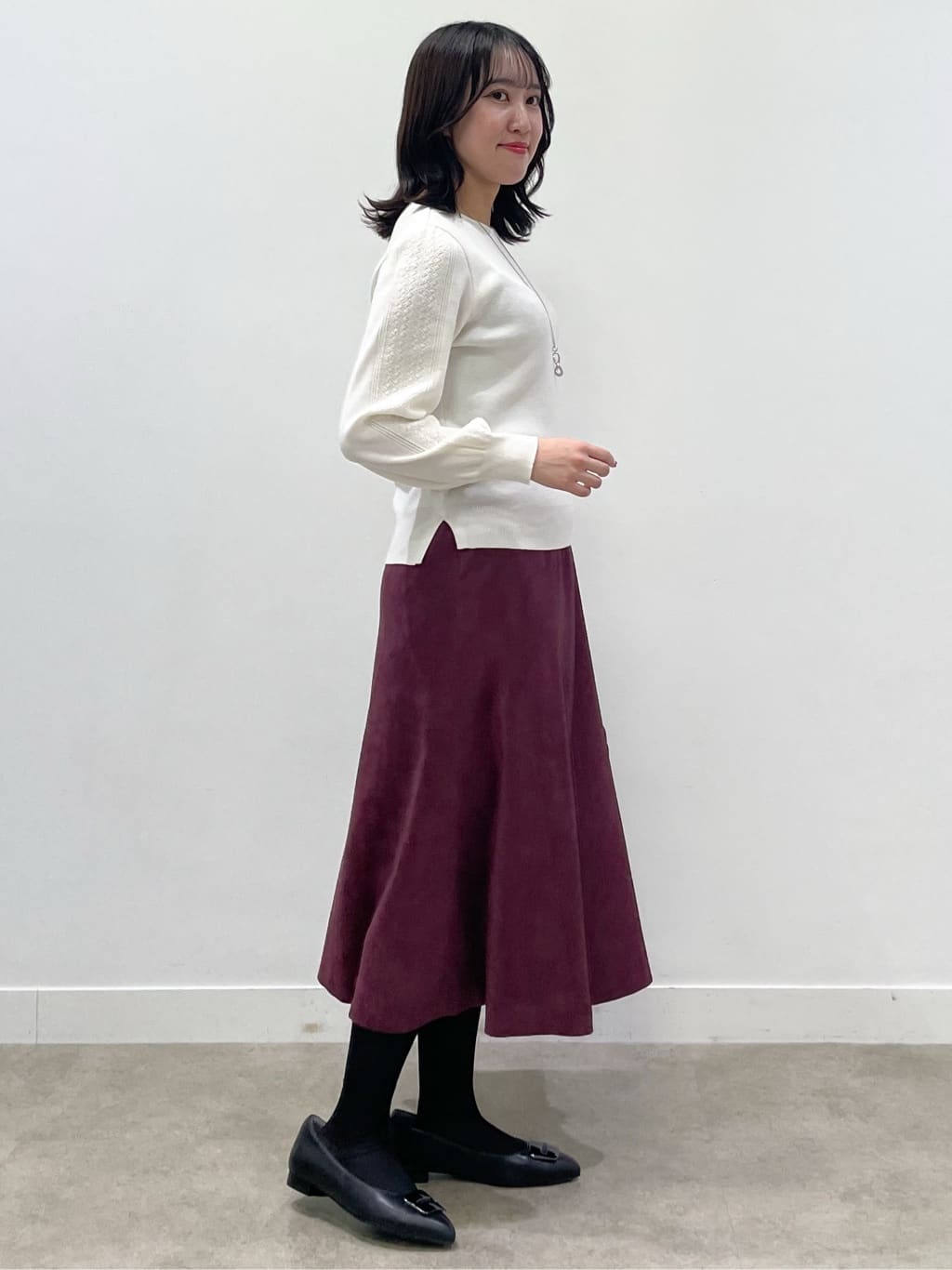 yukariさんの「Reflect｜【選べる8色／スカートにもパンツにも◎】ウール混ボートネックニット」を使ったコーディネート