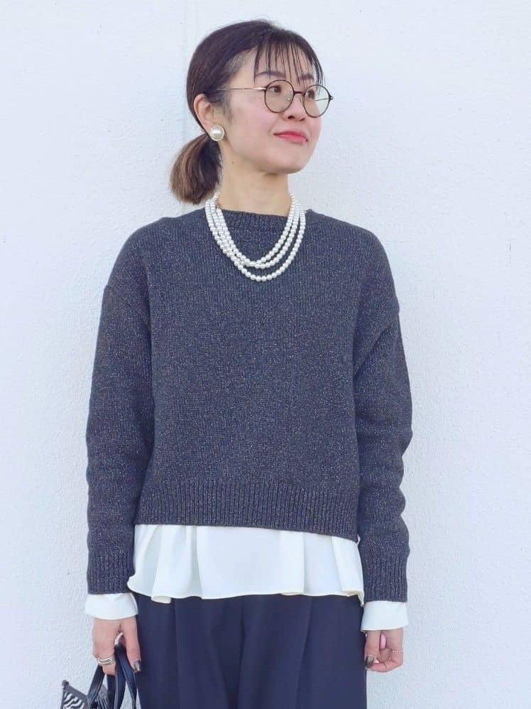 MUTSUKOさんの「UNTITLED｜【洗える/重ね着/フォーマル】レイヤード ペプラムブラウス」を使ったコーディネート