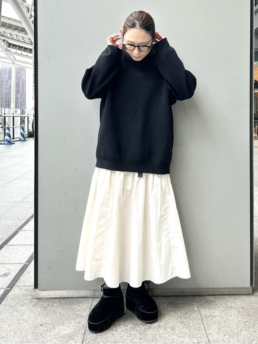 machikoさんの「ESPERANZA｜【EC先行販売】厚底レースアップリボンフェイクムートンブーツ」を使ったコーディネート