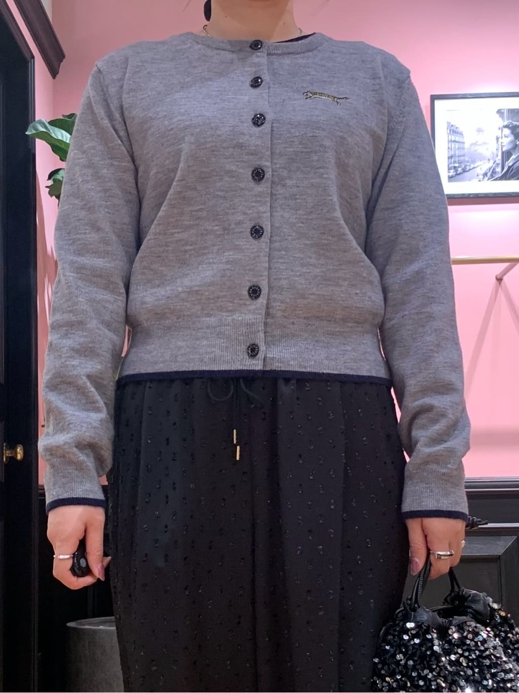 SAKAIさんの「DRESSTERIOR｜スパンコール2WAY巾着バッグ」を使ったコーディネート