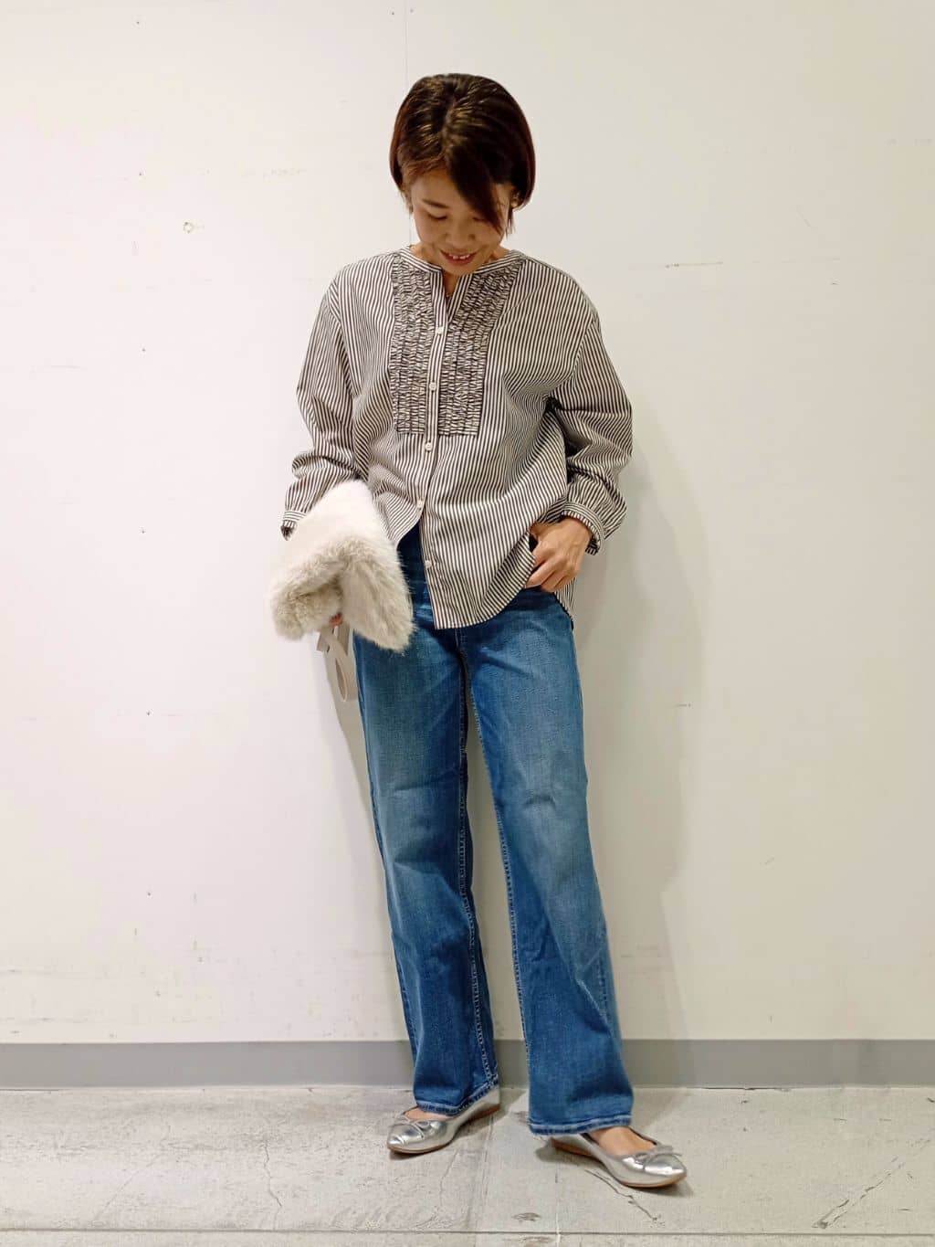 Kさんの「INDIVI｜【洗える】胸元タックフリル長袖ブラウス」を使ったコーディネート