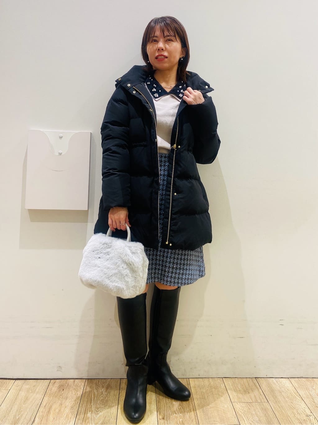 YUKOさんの「index｜KAWADAダウンドロストミドルコート【撥水／洗濯機OK／2WAY／静電気防止裏地】《XS～3L》」を使ったコーディネート