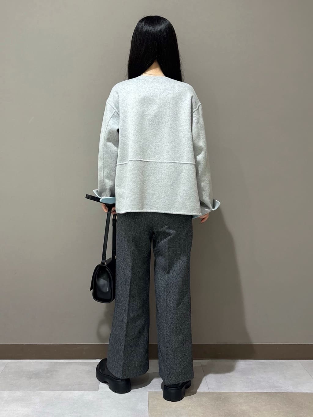 KEIKOさんの「INDIVI｜【配色デザイン／ショート丈】ウールリバー ノーカラーコート」を使ったコーディネート