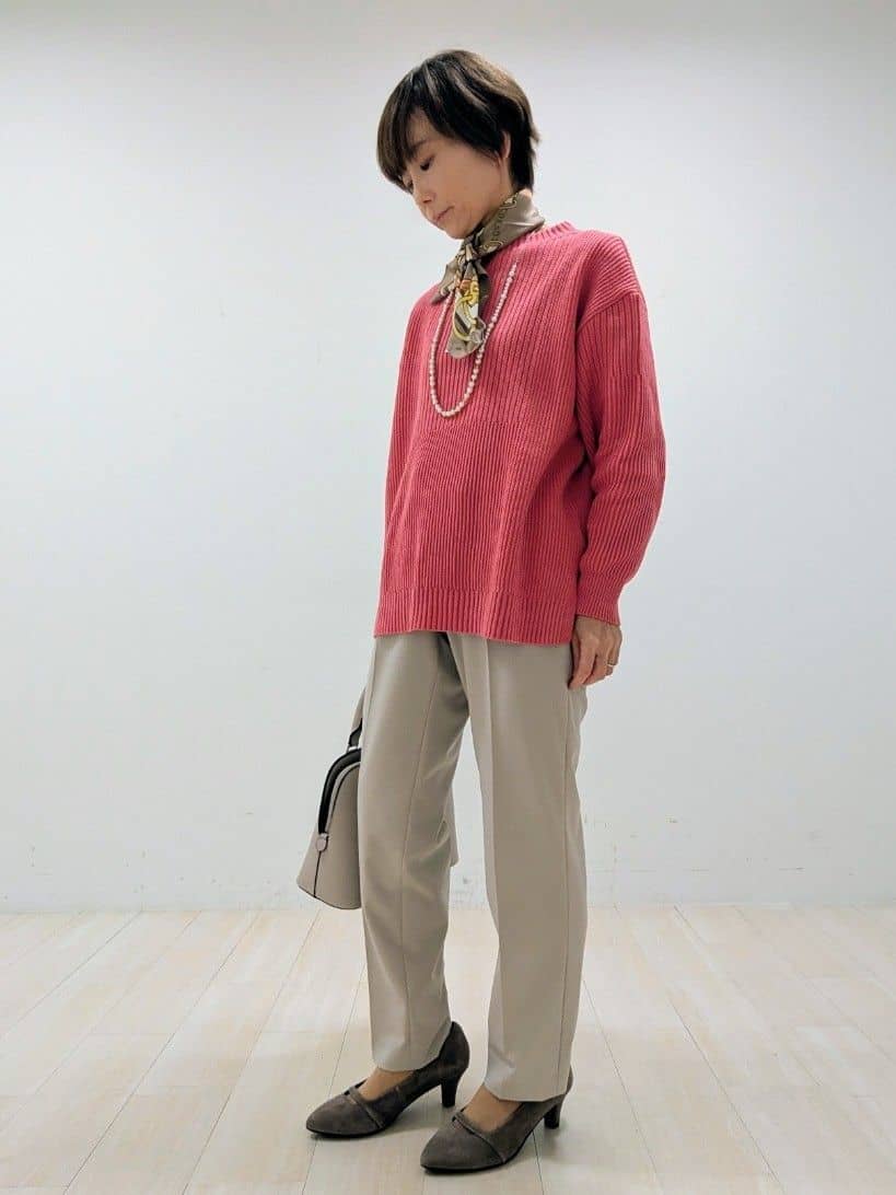 nishiさんの「Reflect｜【腰周りカバー／長め丈】モックネックニットプルオーバー」を使ったコーディネート