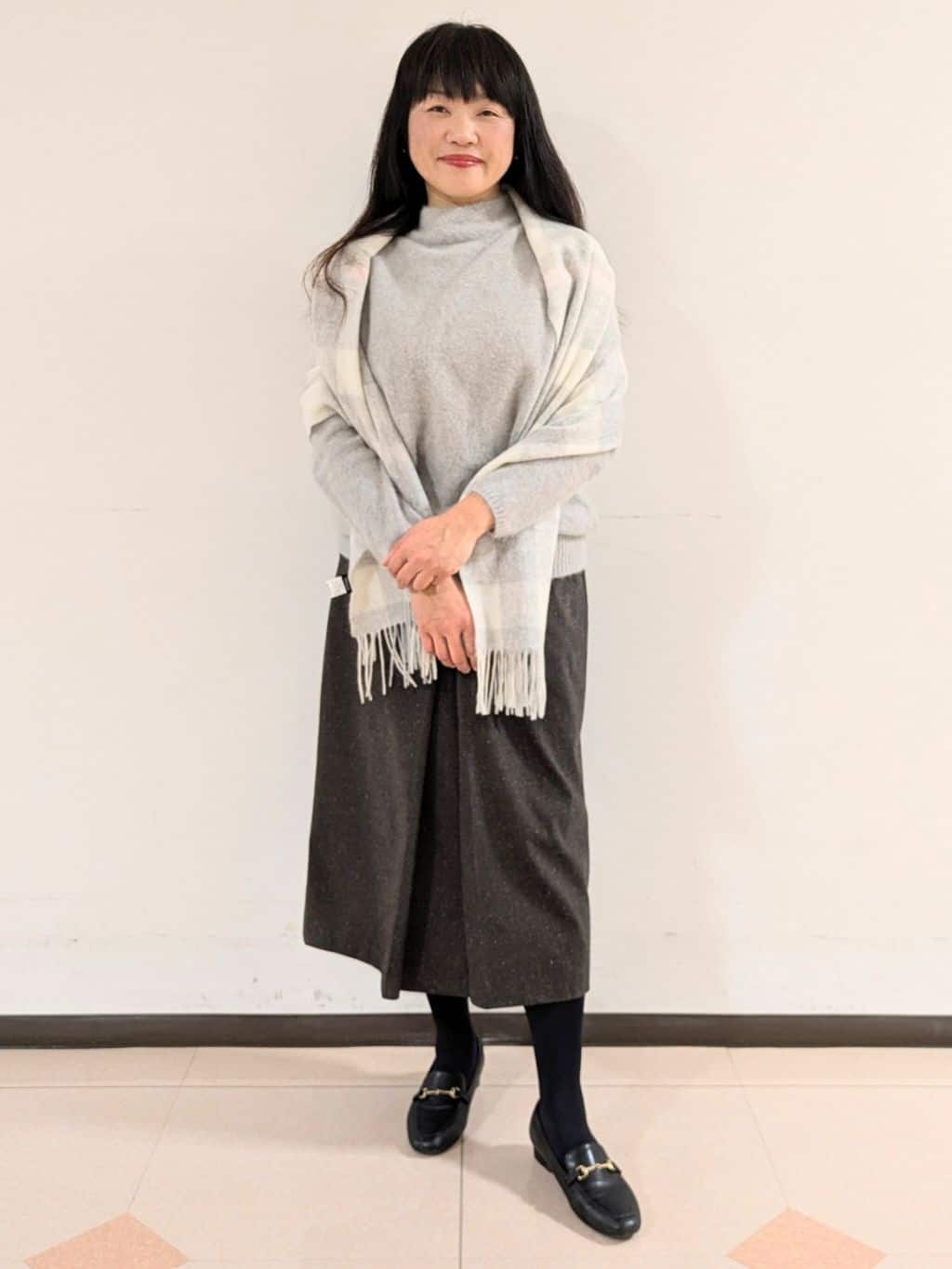 ともさんの「UNTITLED｜【大人な品格/ふわふわニット】フォックスカシミヤ コクーンニット」を使ったコーディネート