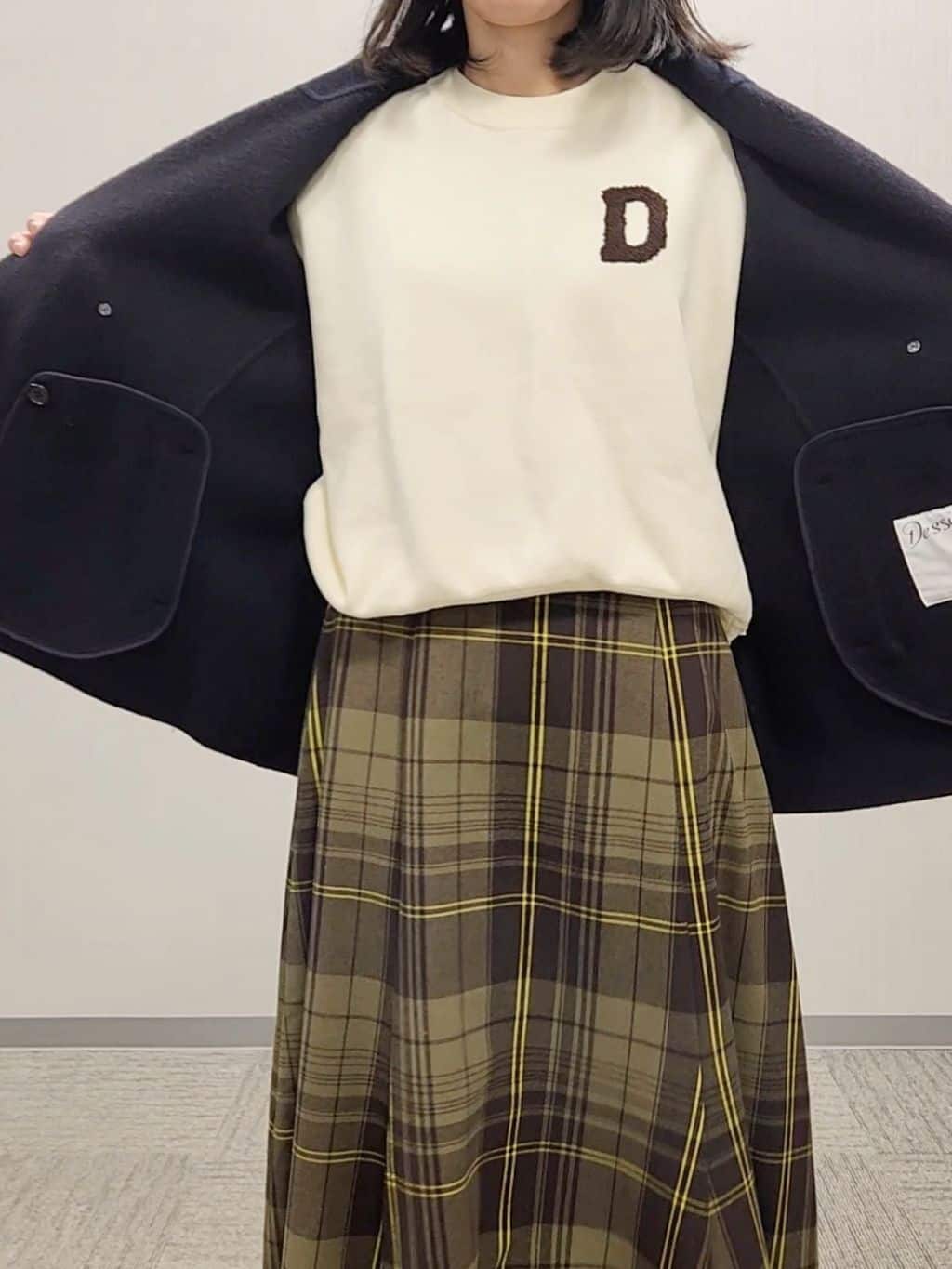naraさんの「Dessin｜【洗える】ウール混リバーメルトンコート」を使ったコーディネート