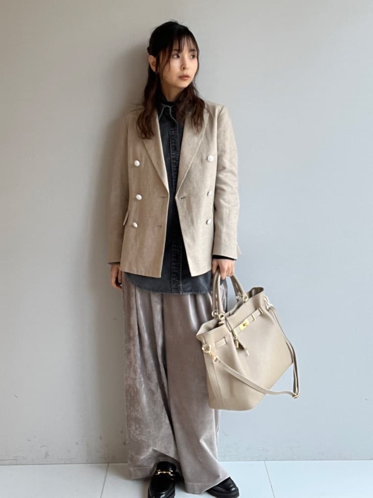 misaさんの「DRESSTERIOR｜【セットアップ可】リネンブレンドダブルブレストジャケット」を使ったコーディネート