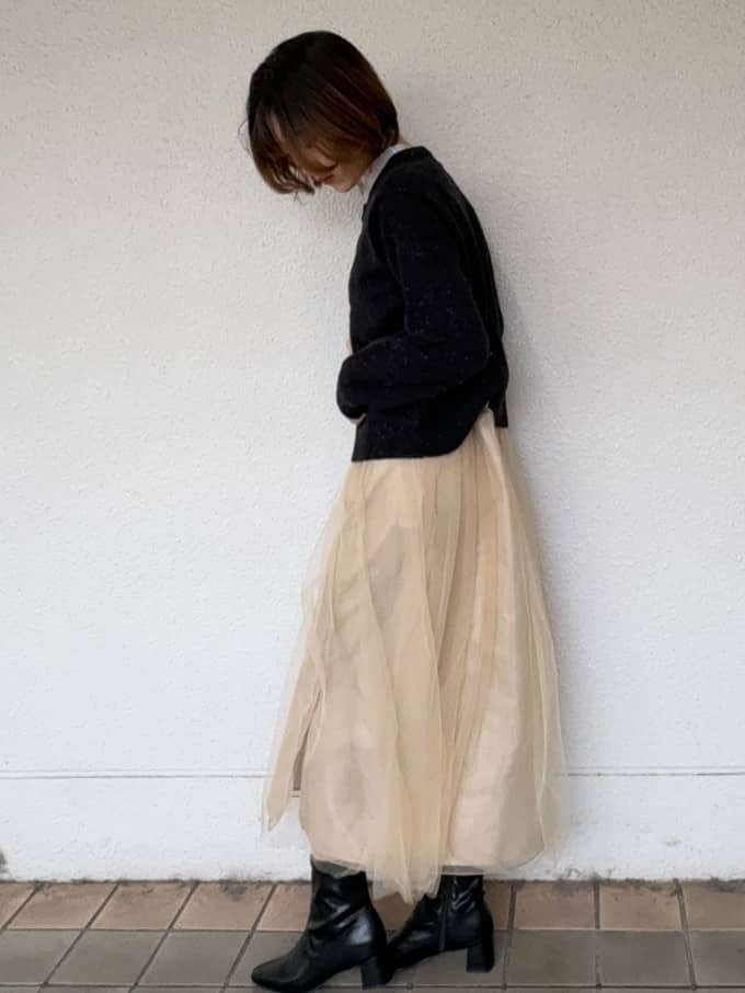 risaさんの「OPAQUE.CLIP｜シアーハイネックトップス【洗濯機OK】」を使ったコーディネート