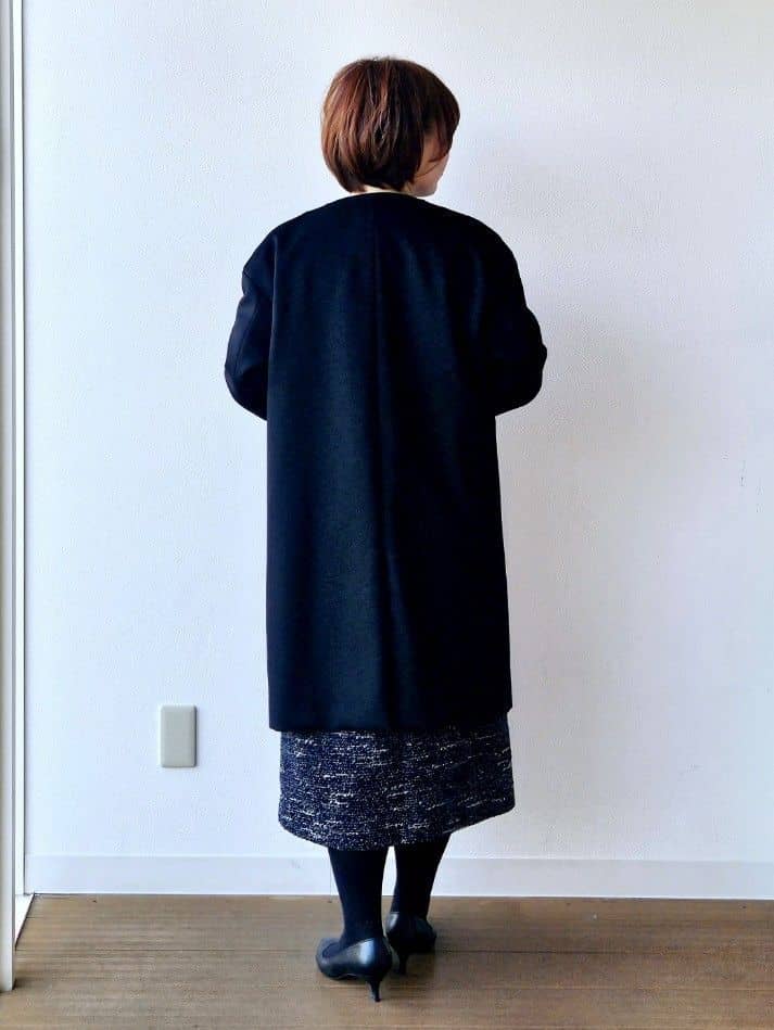 やじまさんの「UNTITLED｜【洗える/ストレッチ】ツイードジャージワンピース」を使ったコーディネート