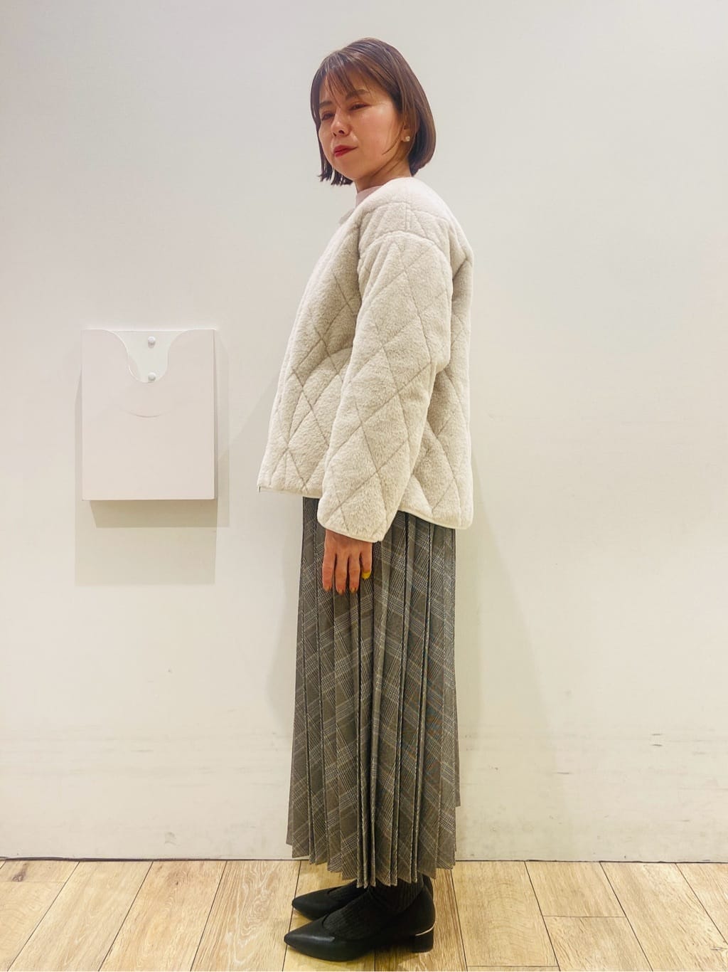 YUKOさんの「index｜ふんわりボトルネックパフスリーブニット【洗濯機OK】」を使ったコーディネート