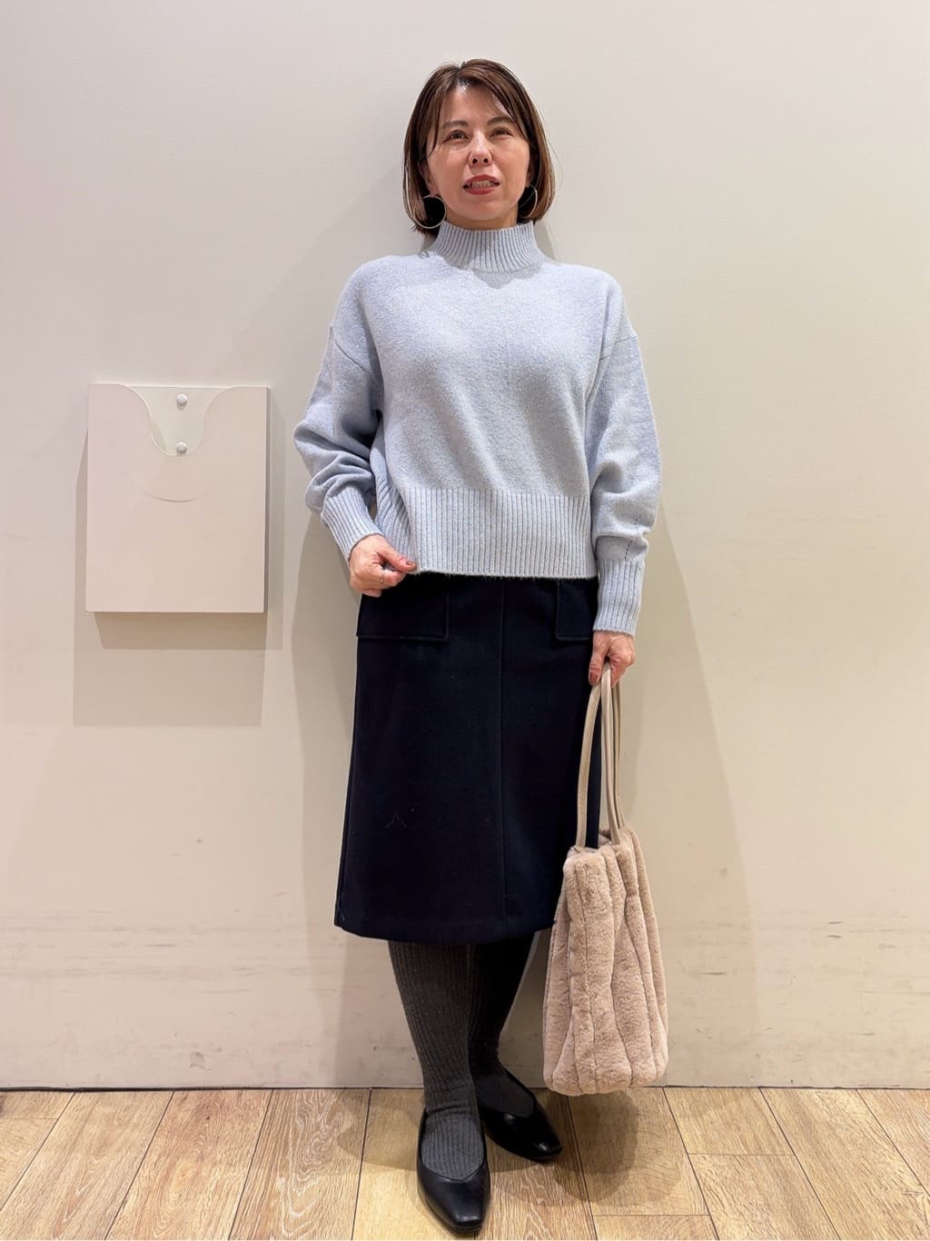 YUKOさんの「index｜選べる2丈 ハイネックカラーミックスラメニット【洗濯機OK】」を使ったコーディネート