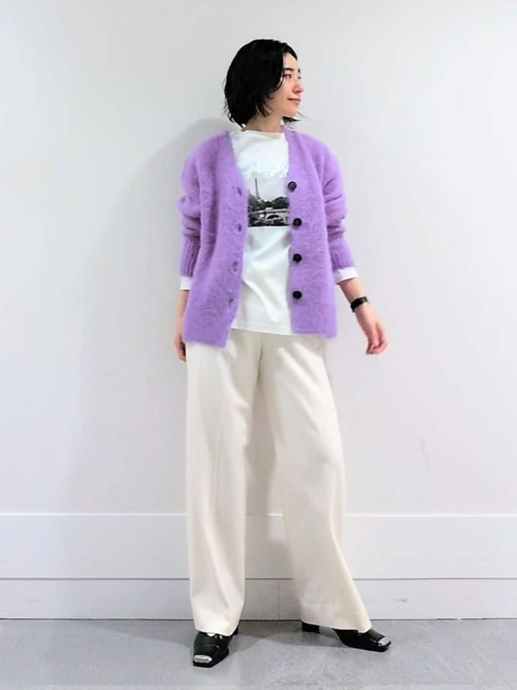 ミズタさんの「UNTITLED｜【ゆったり】アルパカ混シャギー カーディガン」を使ったコーディネート