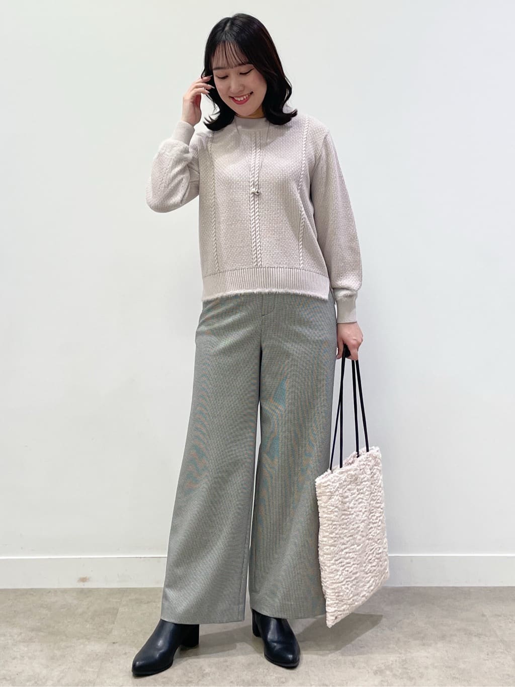 yukariさんの「Reflect｜【ほんのりラメ感◎】ケーブル柄ニット」を使ったコーディネート