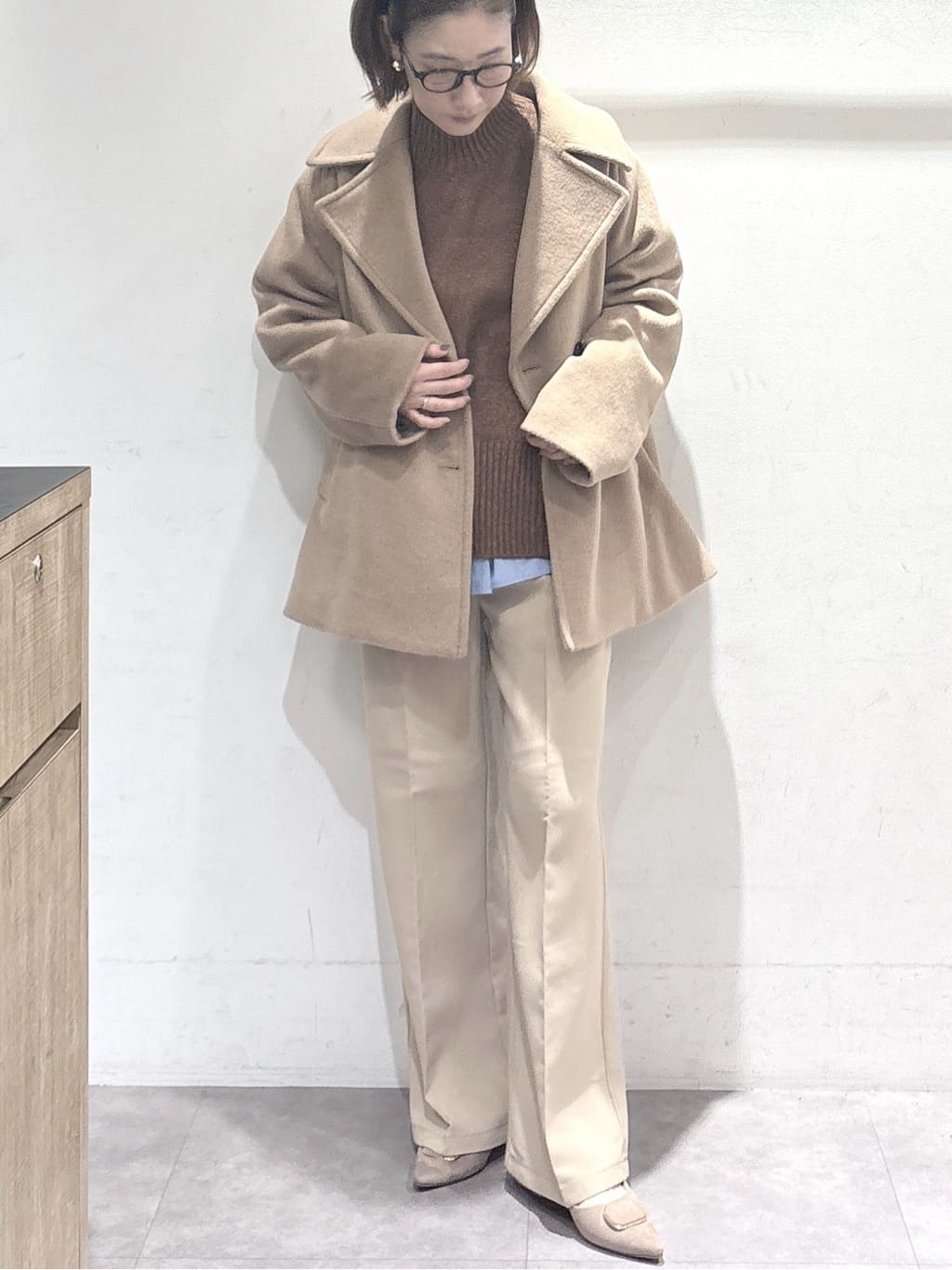 たけねぇさんの「OPAQUE.CLIP｜カシミヤブレンドウールミドルピーコート」を使ったコーディネート