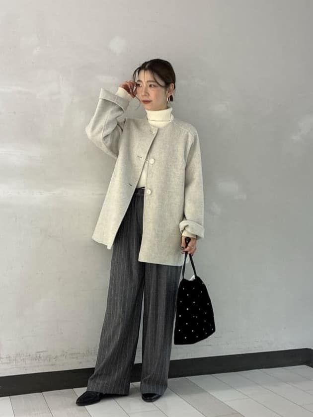 Rinさんの「UNTITLED｜【洗える/アンサンブル可能/ウール100%】リブタートルネックウールニット」を使ったコーディネート