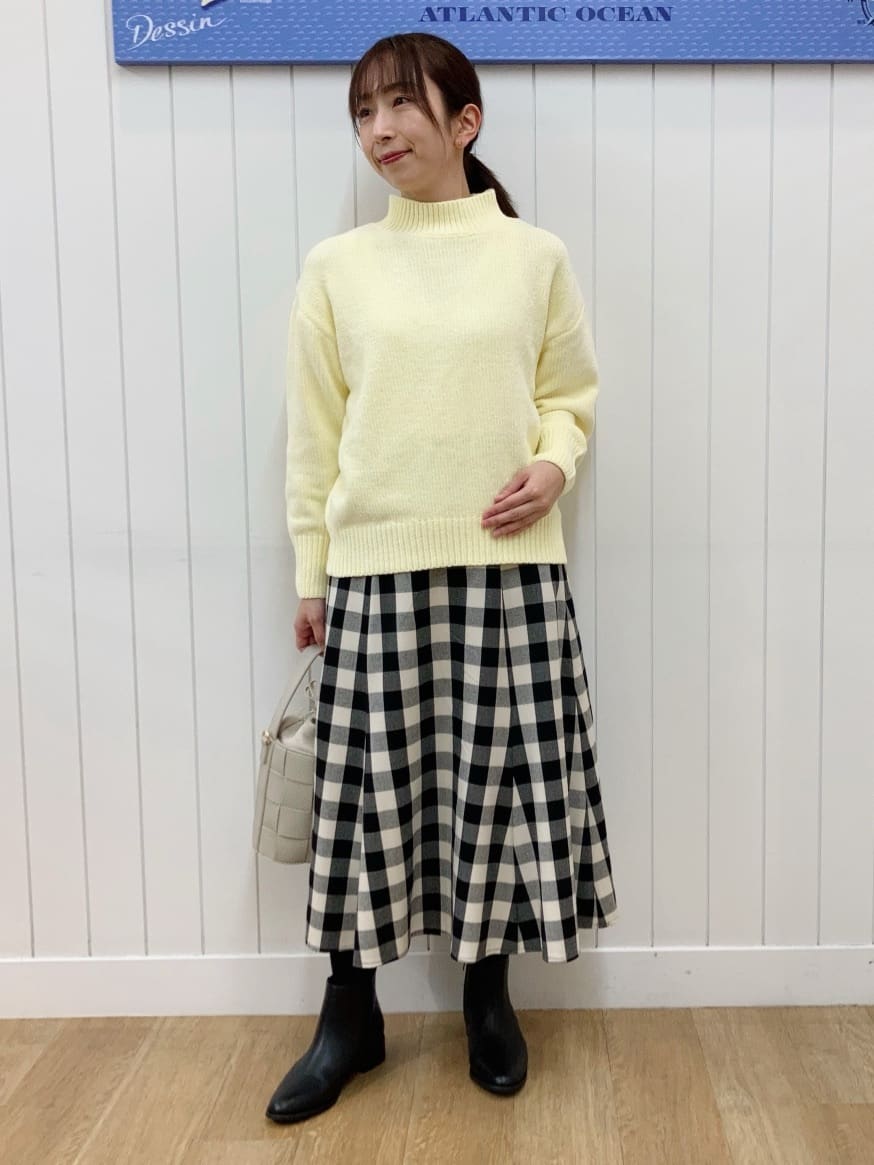 yoshiさんの「Dessin｜【洗える】ハイネックベロアモールニット」を使ったコーディネート