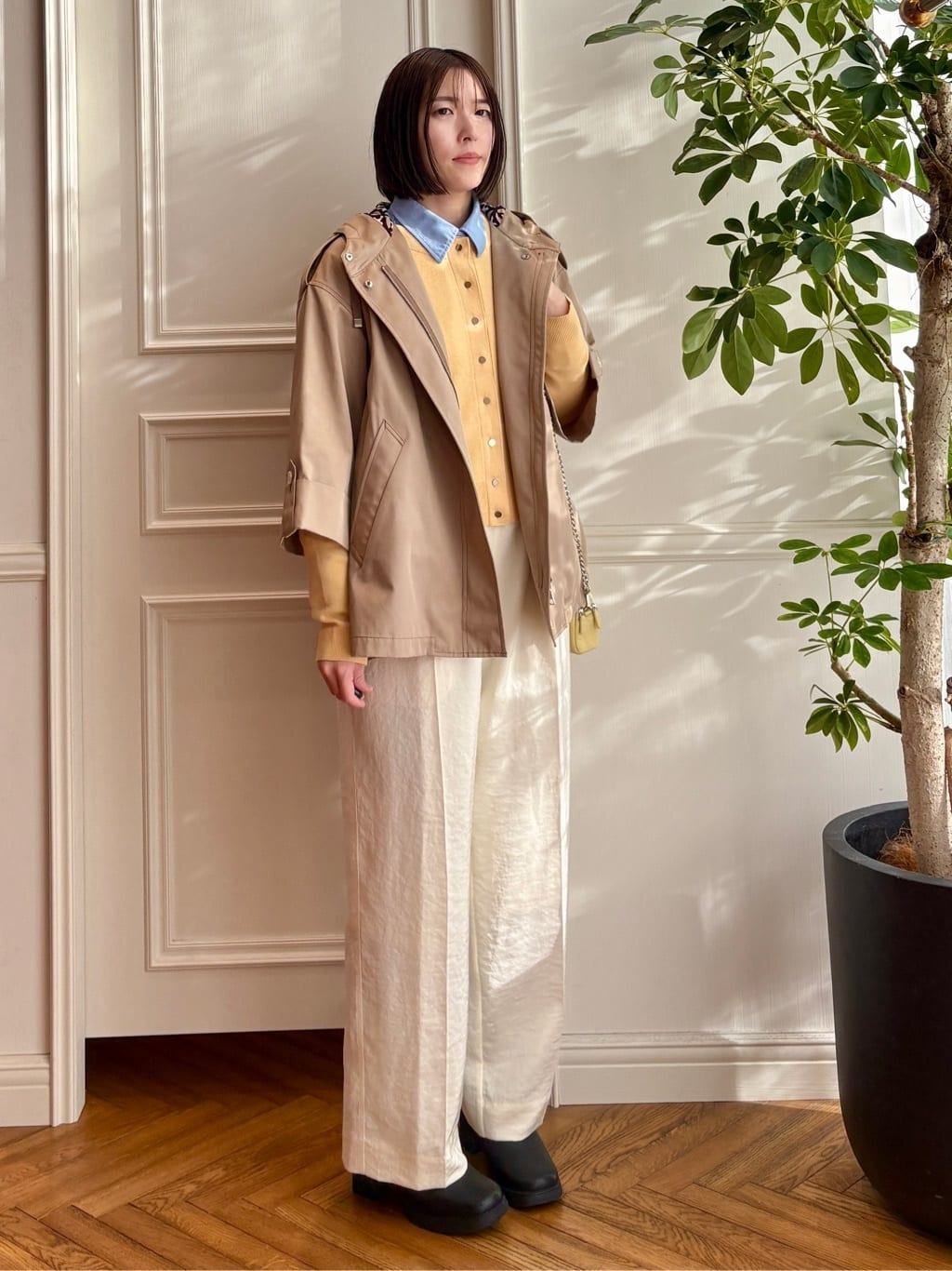 nakaoさんの「DRESSTERIOR｜【ウォッシャブル/撥水素材】Ａライン ショートモッズコート」を使ったコーディネート