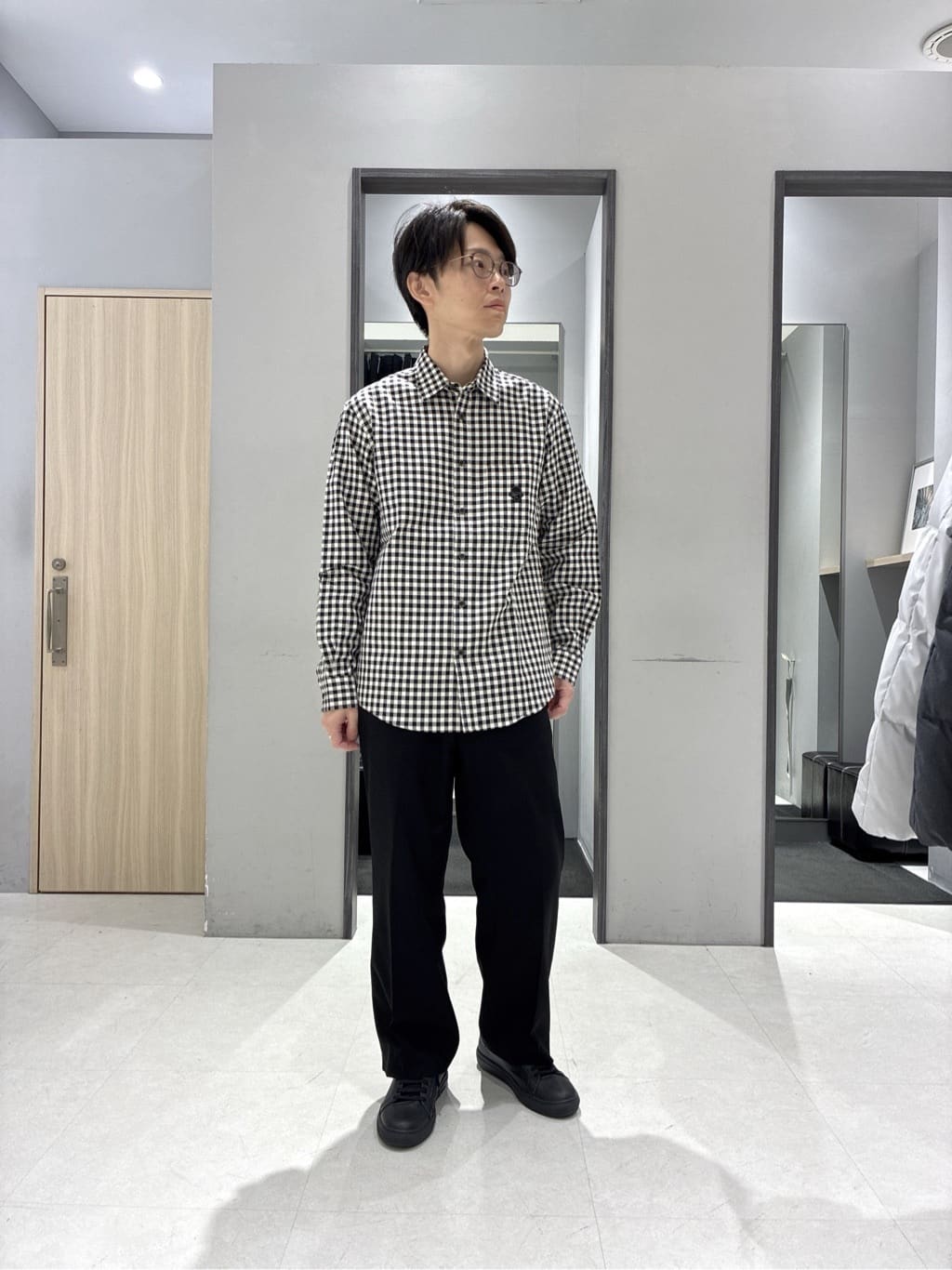 わいずみさんの「TAKEO KIKUCHI｜畦編みチェック プルオーバーニット」を使ったコーディネート