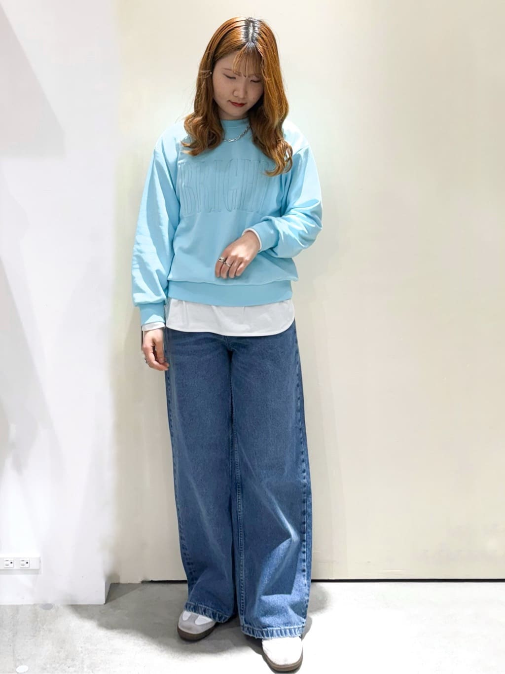 sayaさんの「OPAQUE.CLIP｜ロゴ刺繍裏毛トップス【洗濯機OK】」を使ったコーディネート