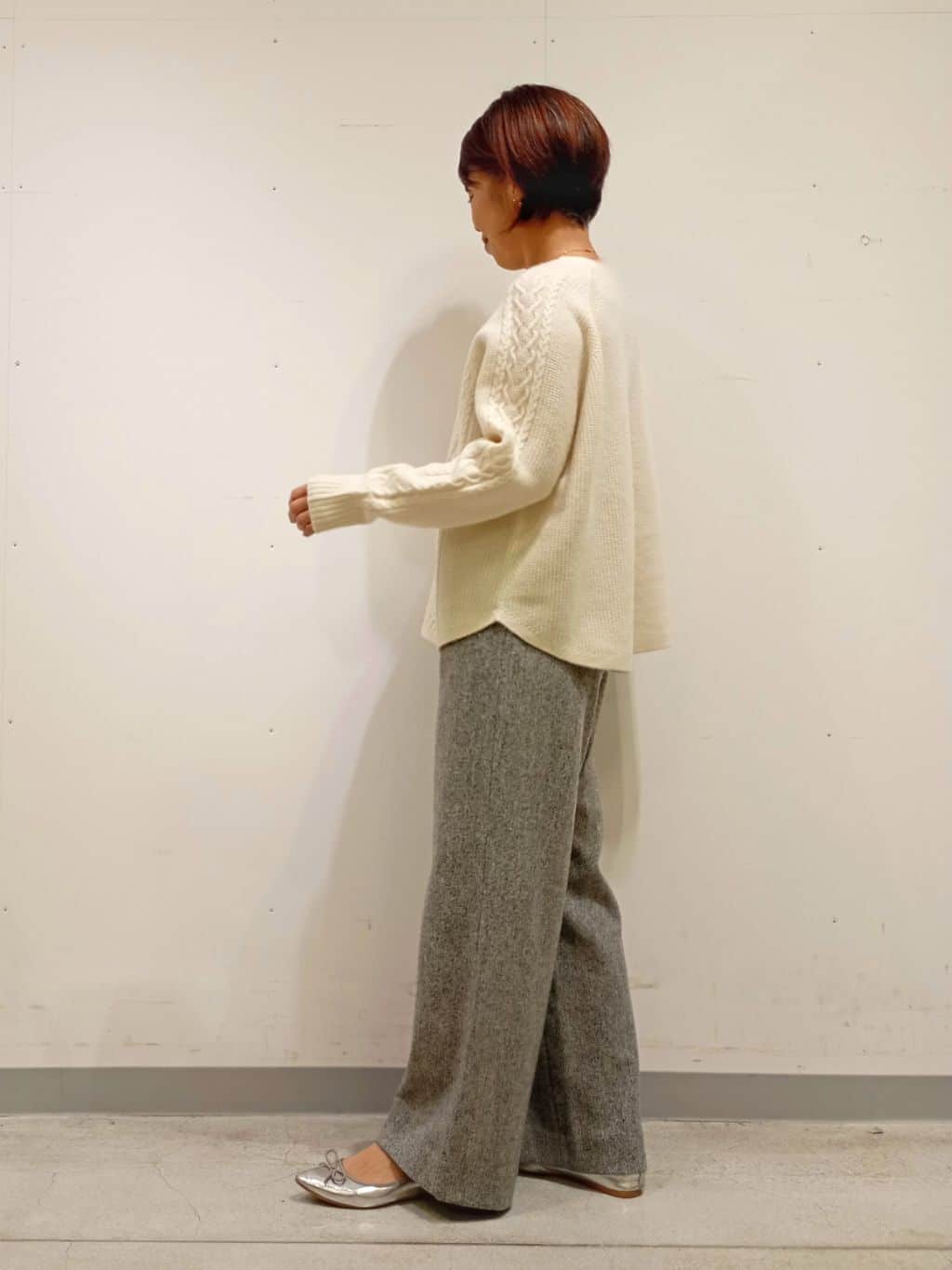 Kさんの「INDIVI｜【洗える】ケーブルデザイン ラウンドヘムニット」を使ったコーディネート