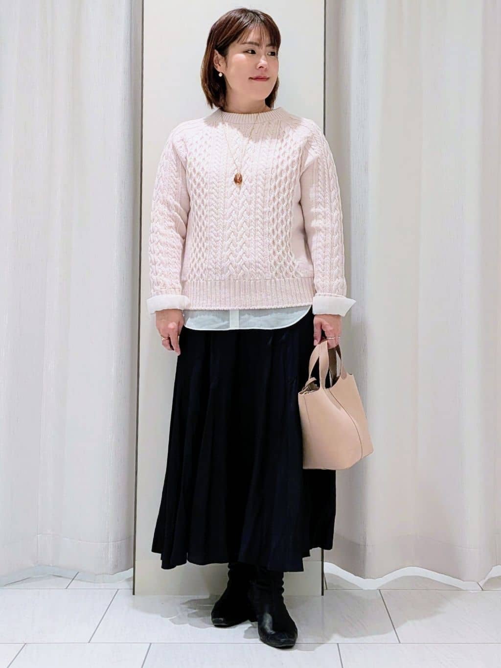 Onumaさんの「UNTITLED｜【洗える】スポンディッシュ ケーブル柄ニット」を使ったコーディネート