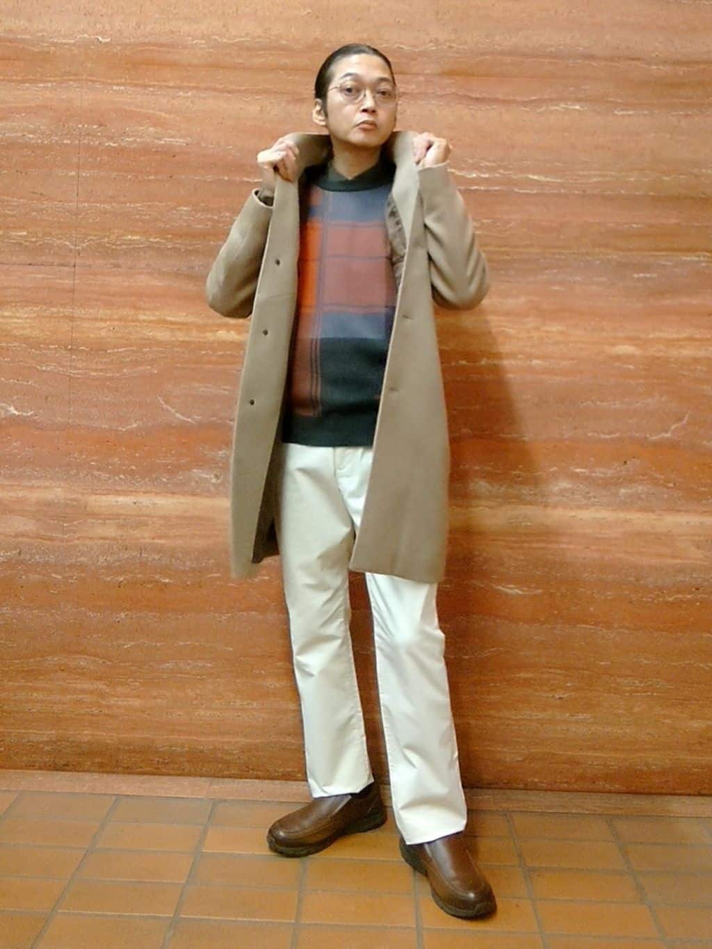 かしげるさんの「TAKEO KIKUCHI｜【ウールカシミヤブレンド】ビーバー調 スタンドカラー コート」を使ったコーディネート