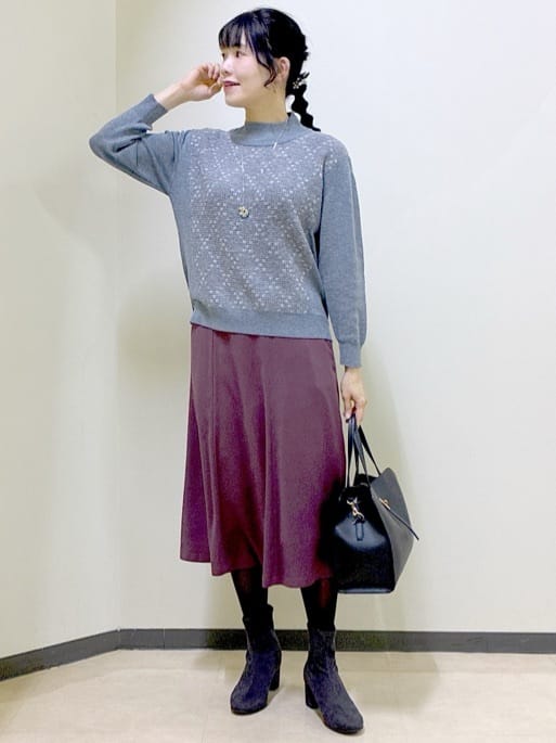  beni_gingerさんの「Reflect｜アーガイル柄ハイネックニット」を使ったコーディネート
