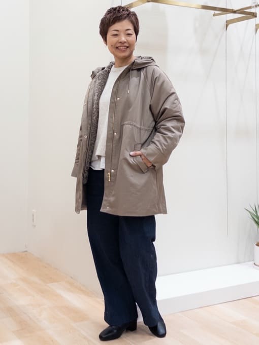 シュウコさんの「grove｜最終お値下げ！！【名品アウター/3WAY・はっ水】ボアライナー付きモッズコート」を使ったコーディネート