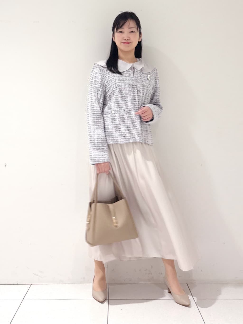 momokoさんの「INDIVI｜【セレモニー／洗える】ミックスツイードライトジャケット」を使ったコーディネート