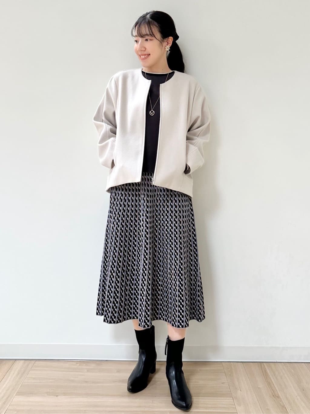 Momoさんの「Reflect｜【ゆったりシルエット】ジャージメルトンコクーンジャケット」を使ったコーディネート