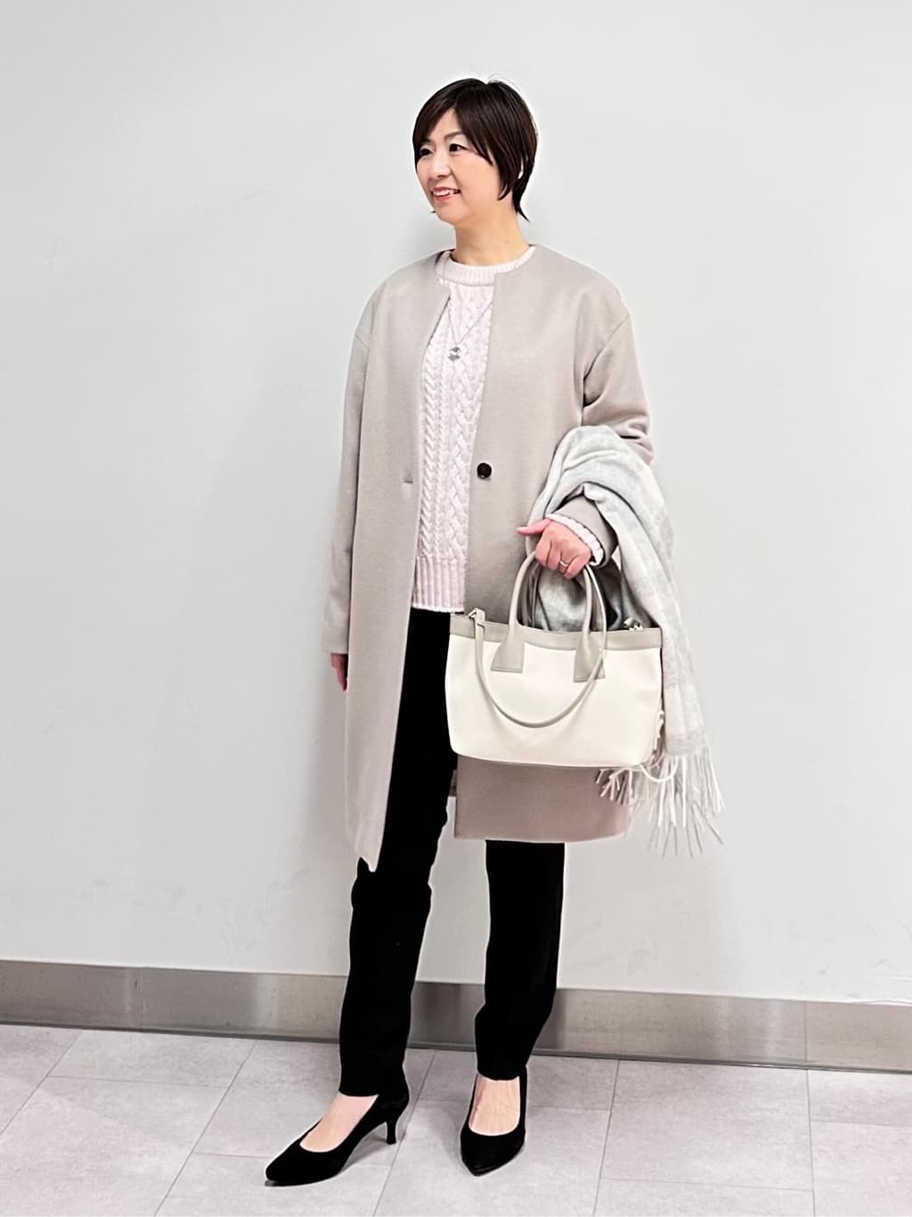 みなこさんの「UNTITLED｜【洗える】スポンディッシュ ケーブル柄ニット」を使ったコーディネート