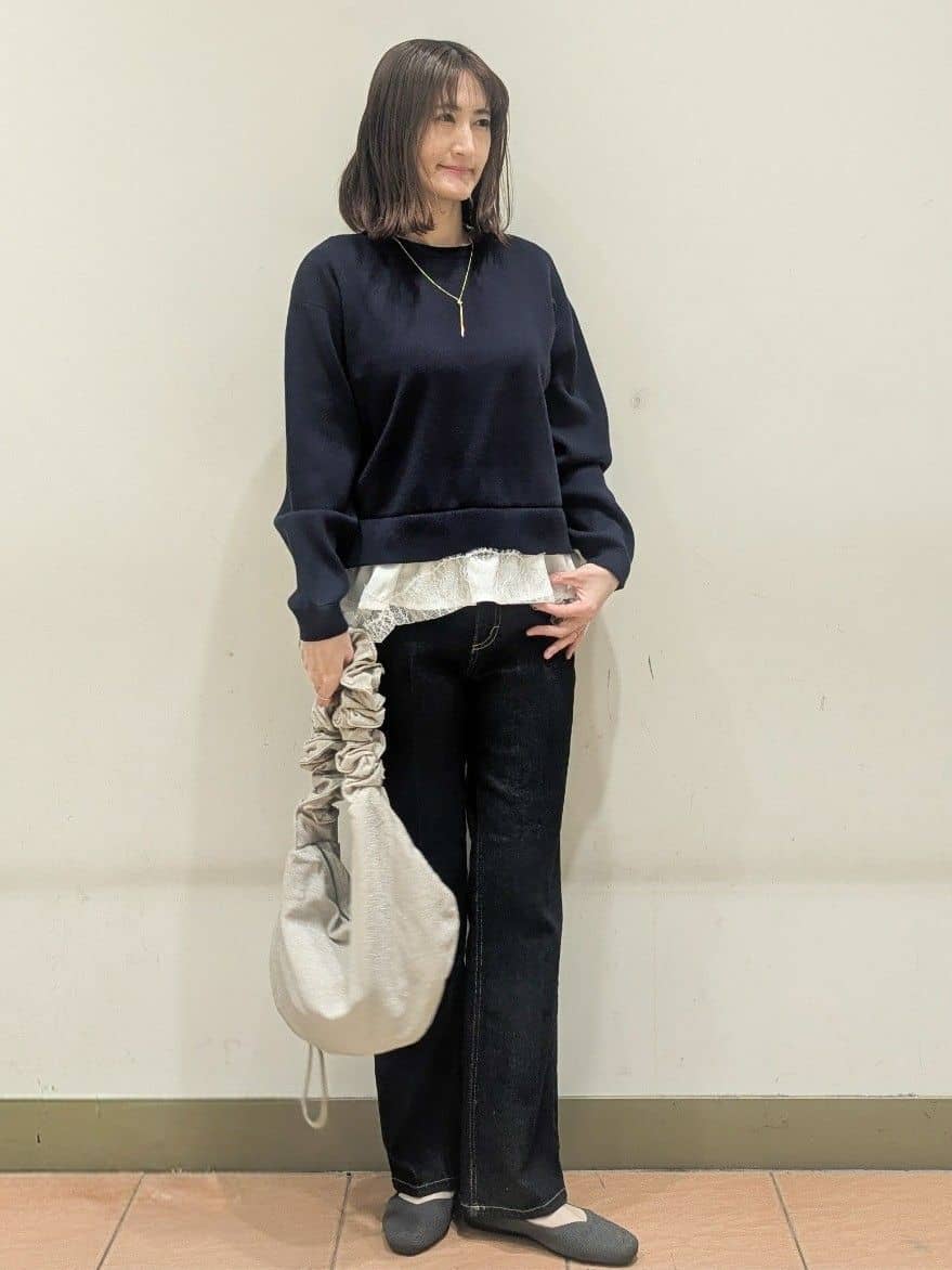 Miさんの「OPAQUE.CLIP｜裾レースドッキングニット」を使ったコーディネート