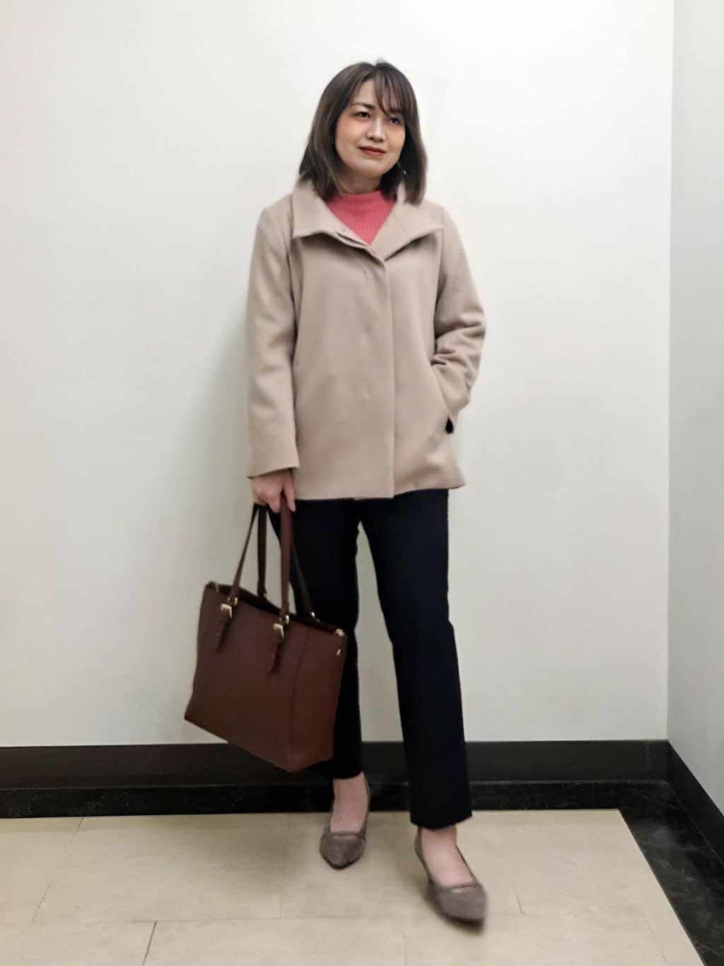 S.xuliさんの「Reflect｜【SS-4Lサイズ／衿が顔に当たらない◎】スタンドネックミドルコート」を使ったコーディネート