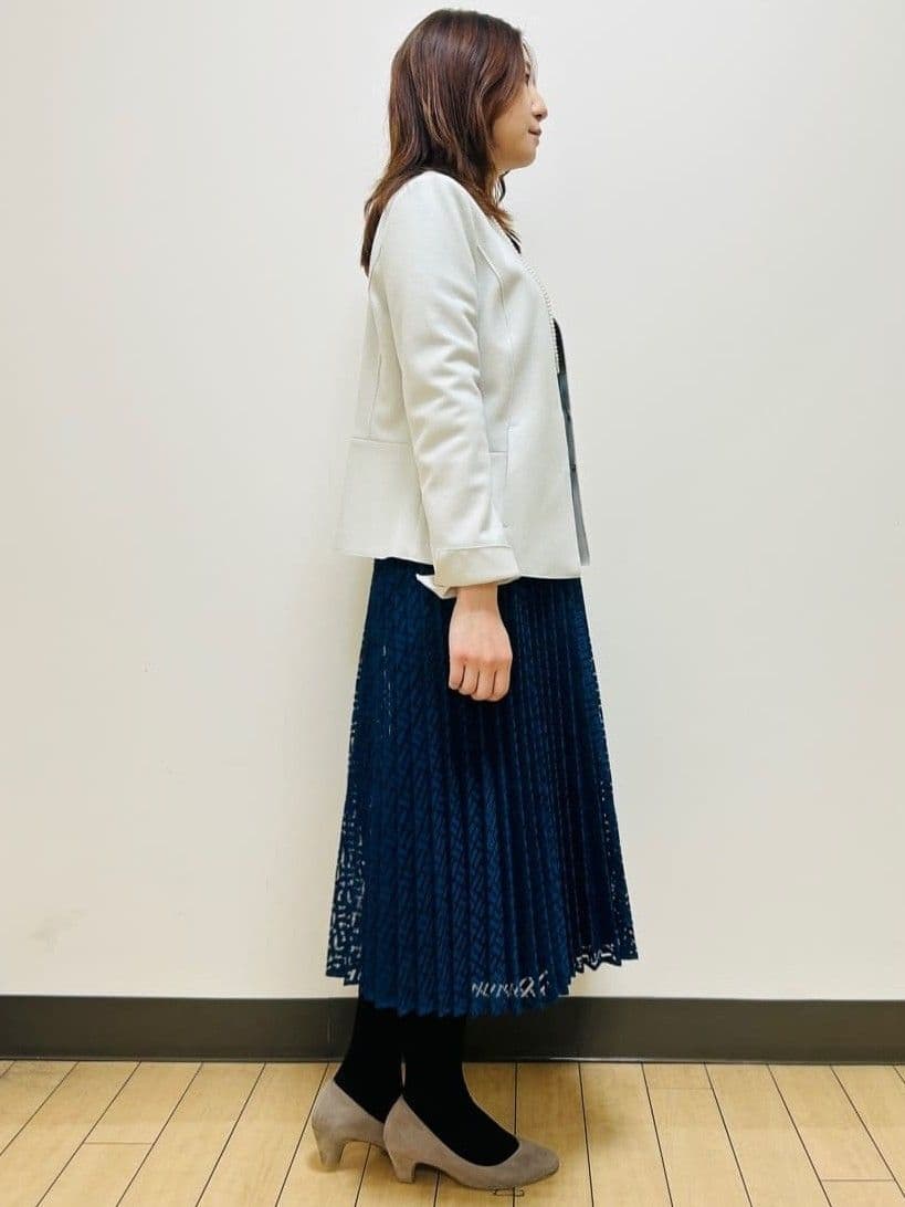 miiiさんの「Reflect｜【SS-4Lサイズ】シフォン&times;幾何柄レースプリーツワンピース」を使ったコーディネート