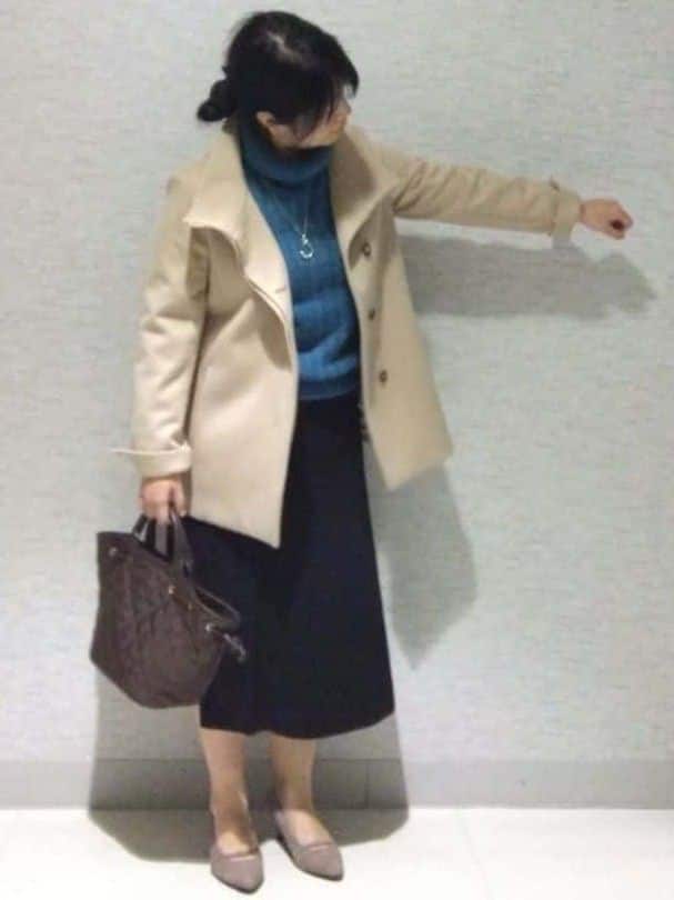 sakoさんの「Reflect｜【SS-4Lサイズ／衿が顔に当たらない◎】スタンドネックミドルコート」を使ったコーディネート