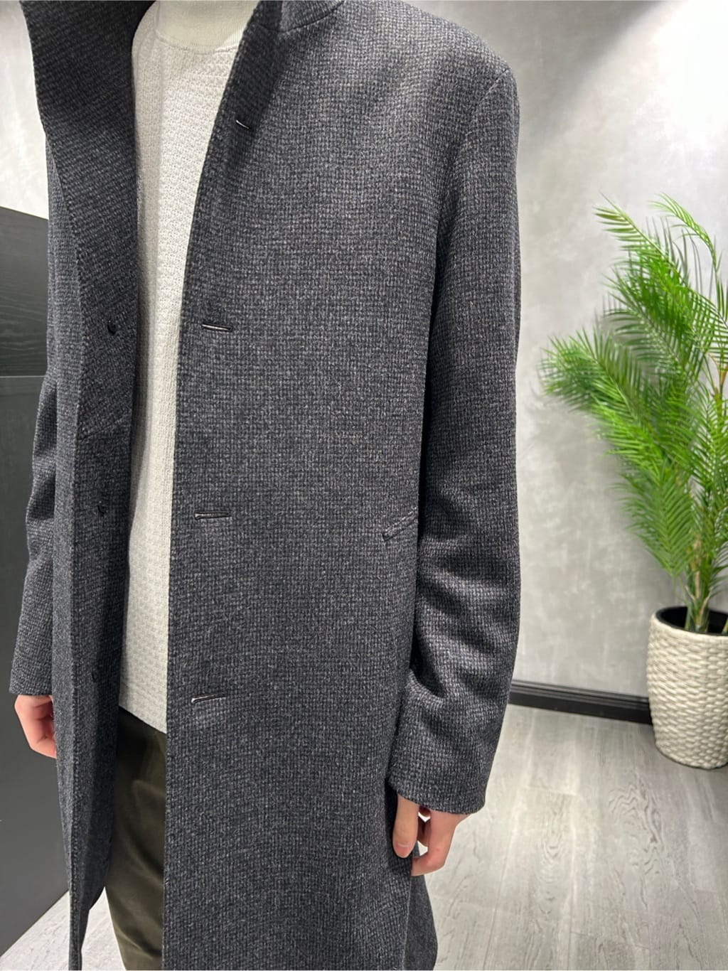 ruiさんの「TAKEO KIKUCHI｜カシミヤブレンド ビーバー調ピンヘッドスタンドカラーコート」を使ったコーディネート