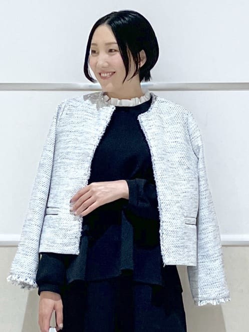 eriko さんの「Dessin｜ツイードクルーネックジャケット」を使ったコーディネート