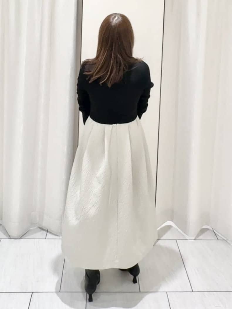 ʏᴜᴋɪᴋᴏさんの「UNTITLED｜【大人フェミニン/トレンド】ニット&times;ジャカード ドッキングワンピース」を使ったコーディネート