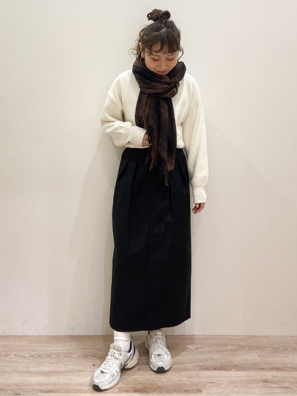 risayanさんの「OPAQUE.CLIP｜サイド編地切替ニットトップス／セットアップ対応【洗濯機OK】」を使ったコーディネート