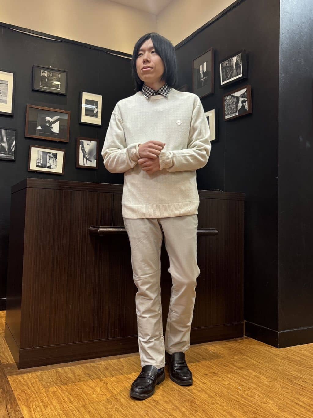 moritaさんの「TAKEO KIKUCHI｜カシミヤブレンド ビーバー調ステンカラーコート」を使ったコーディネート