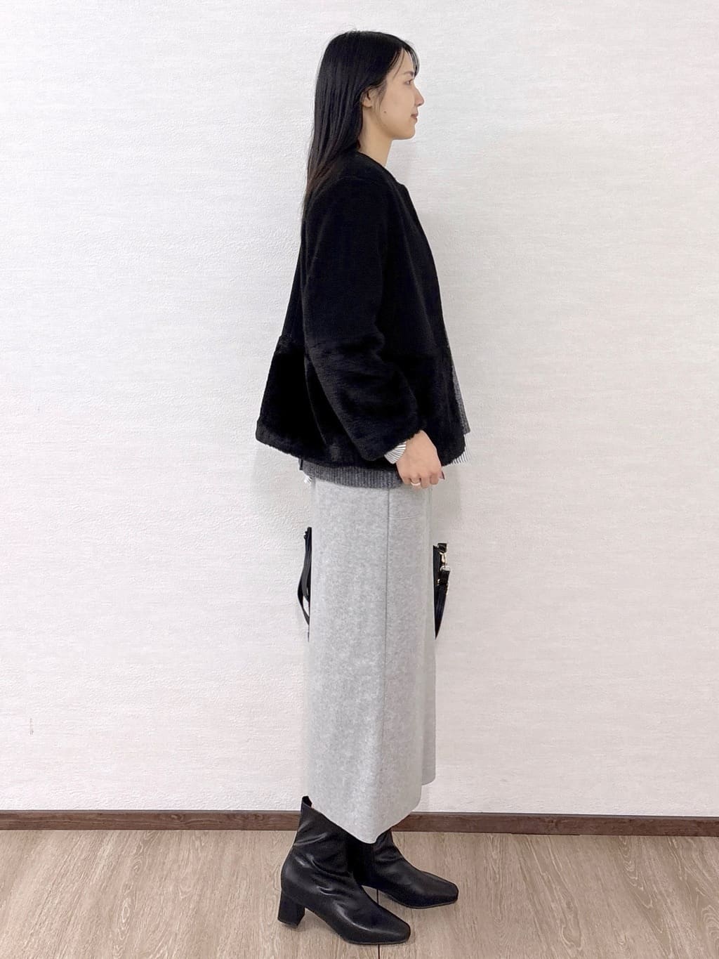 sachikoさんの「OPAQUE.CLIP｜フェイクボア切替ショートコート」を使ったコーディネート